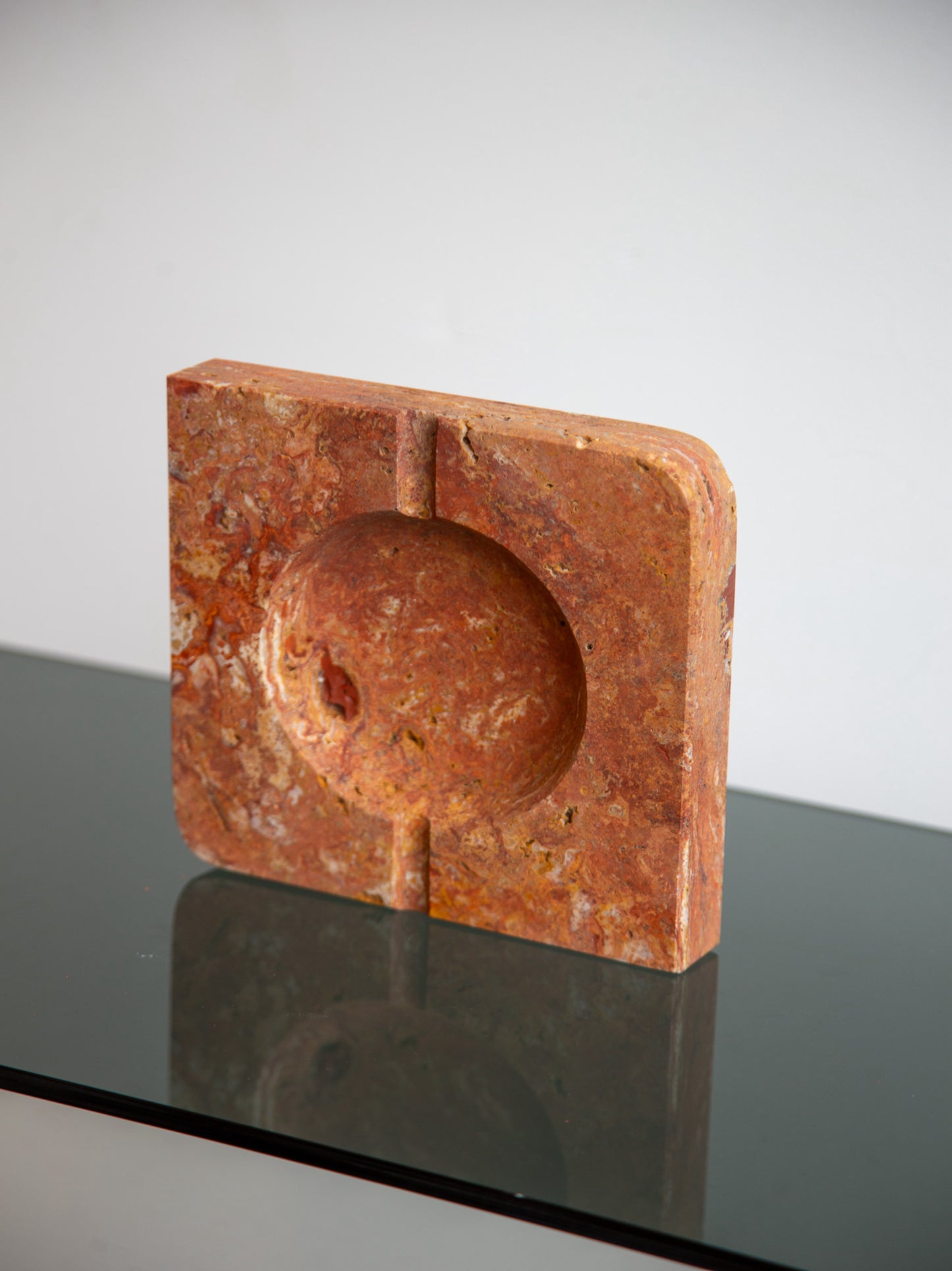 Italian Rosso Verona Square Marble Ashtray
