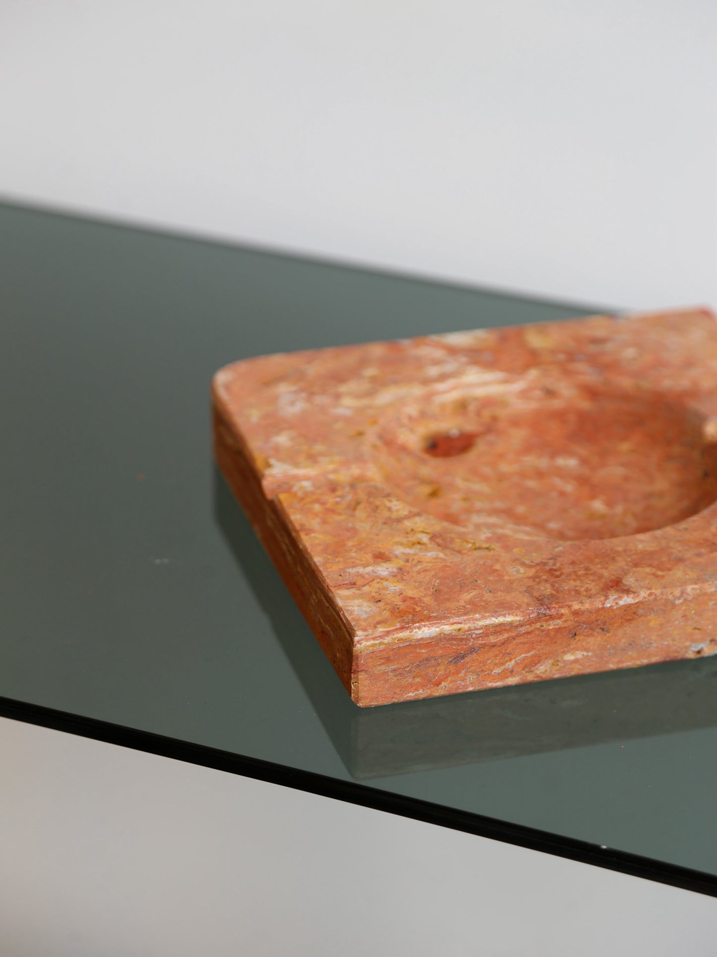 Italian Rosso Verona Square Marble Ashtray