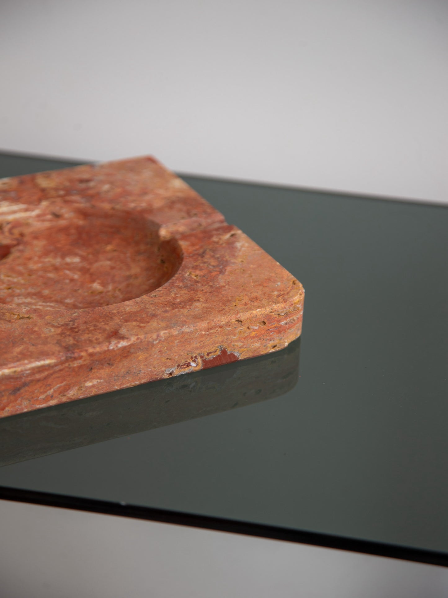 Italian Rosso Verona Square Marble Ashtray