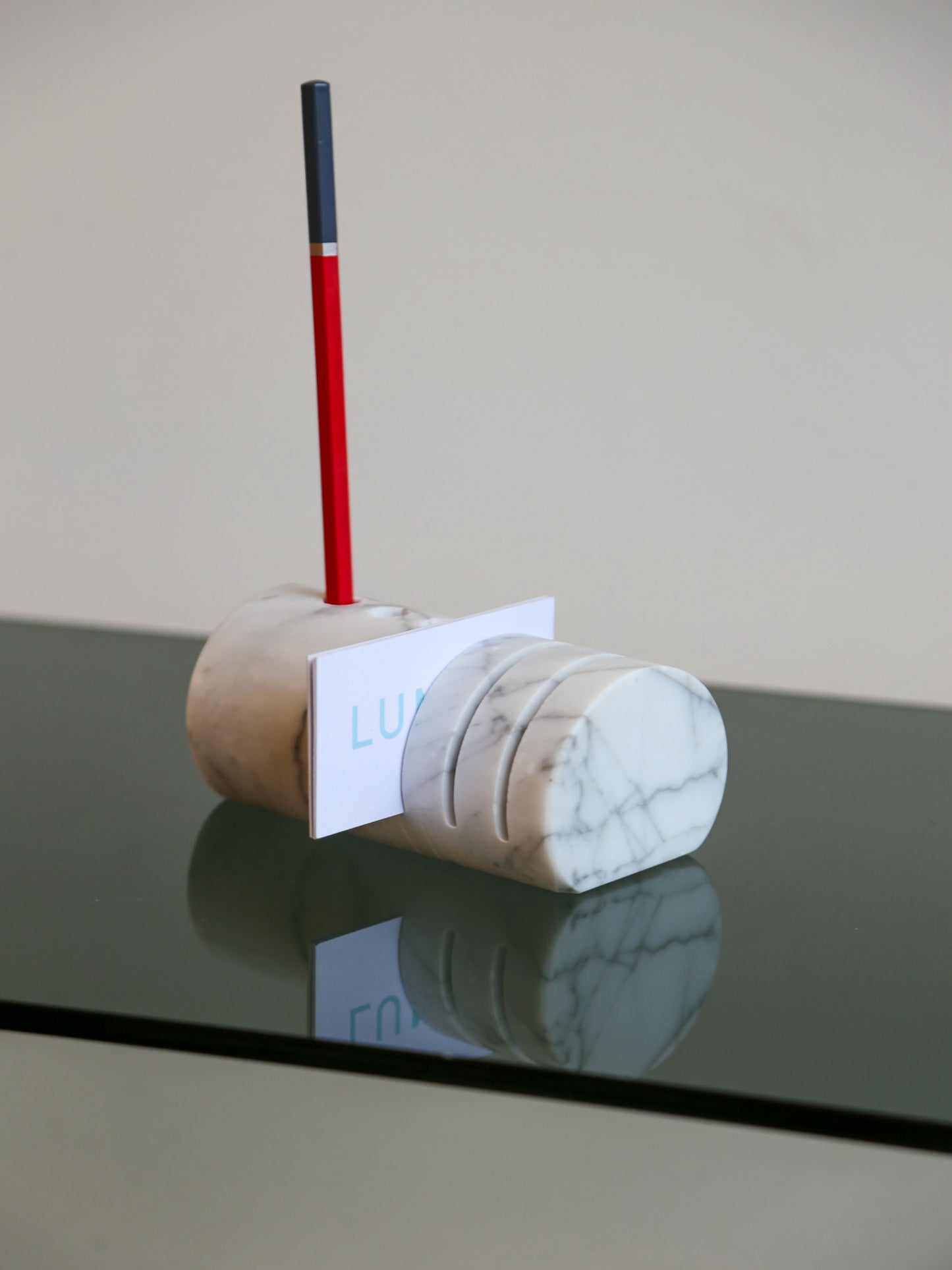 Italian Carrara Marble Pen and Card Holder
