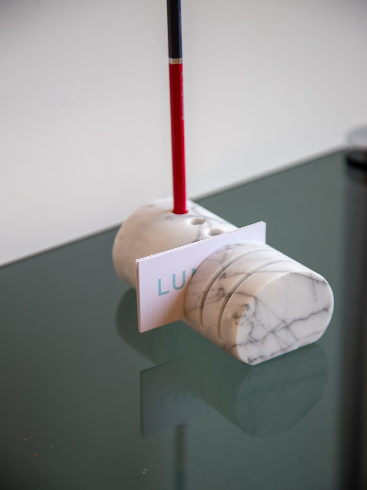 Italian Carrara Marble Pen and Card Holder