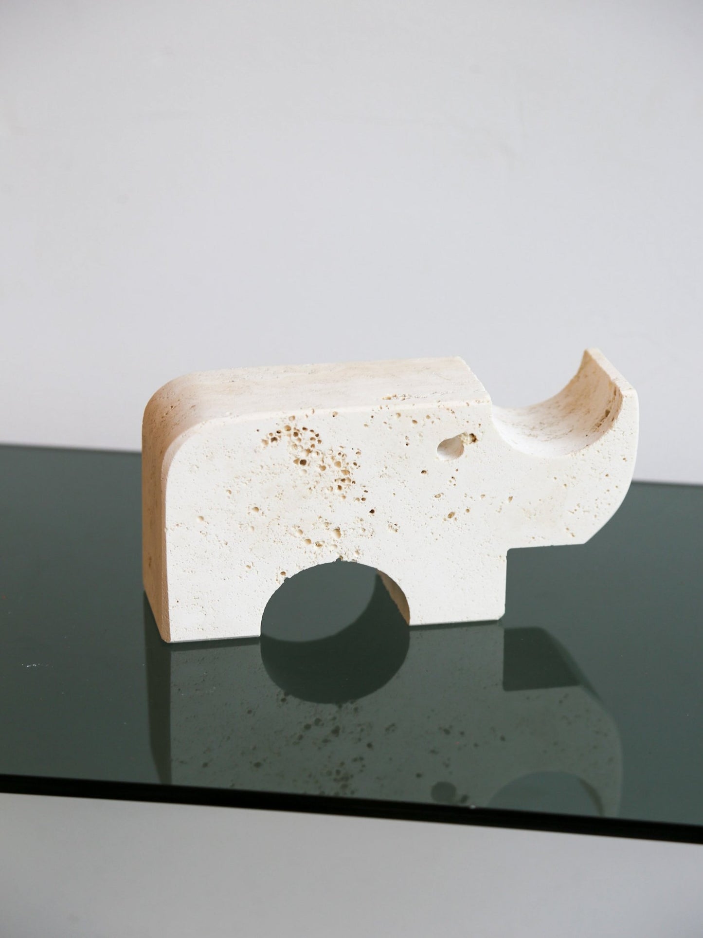 Travertine Rhino Sculpture by Enzo Mari for Fratelli Mannelli, 1970s - Lumini Collections