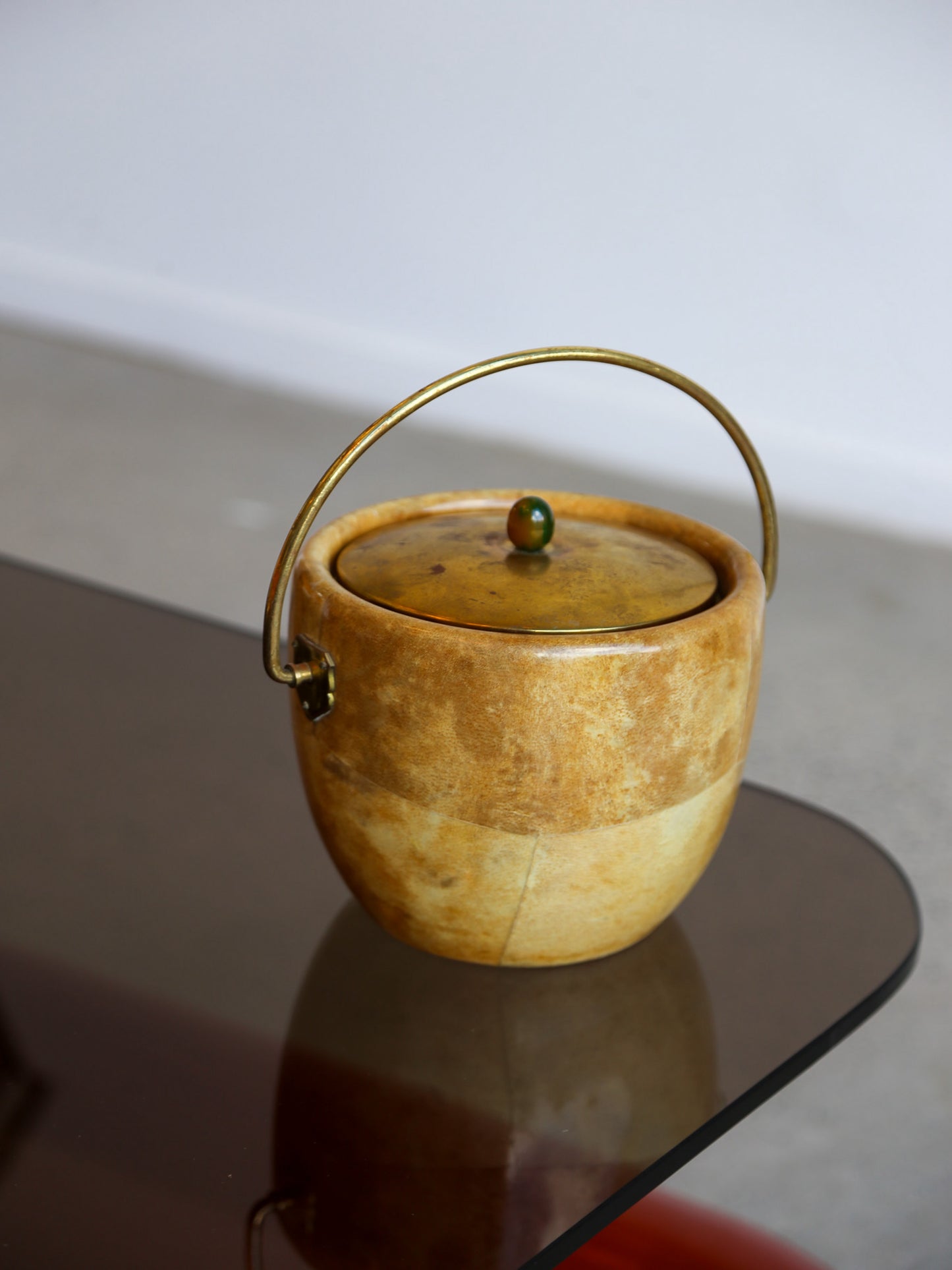 Aldo Tura Goatskin and Brass Ice Bucket