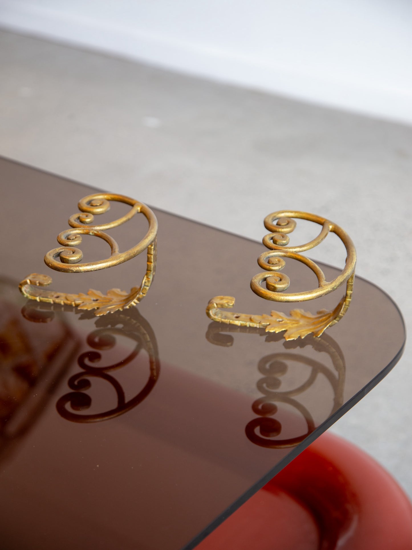 Pair of Gilded Wrought Iron Wall Hooks
