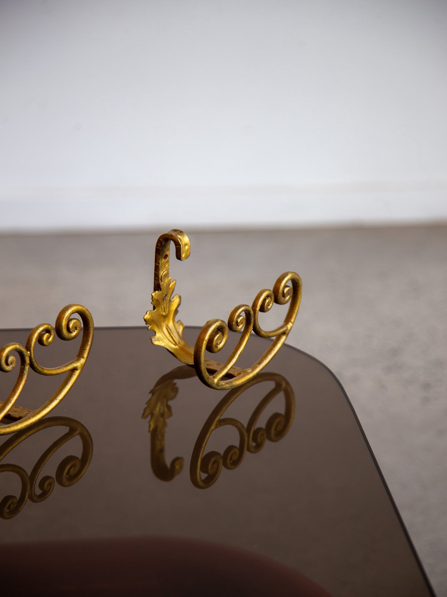 Pair of Gilded Wrought Iron Wall Hooks