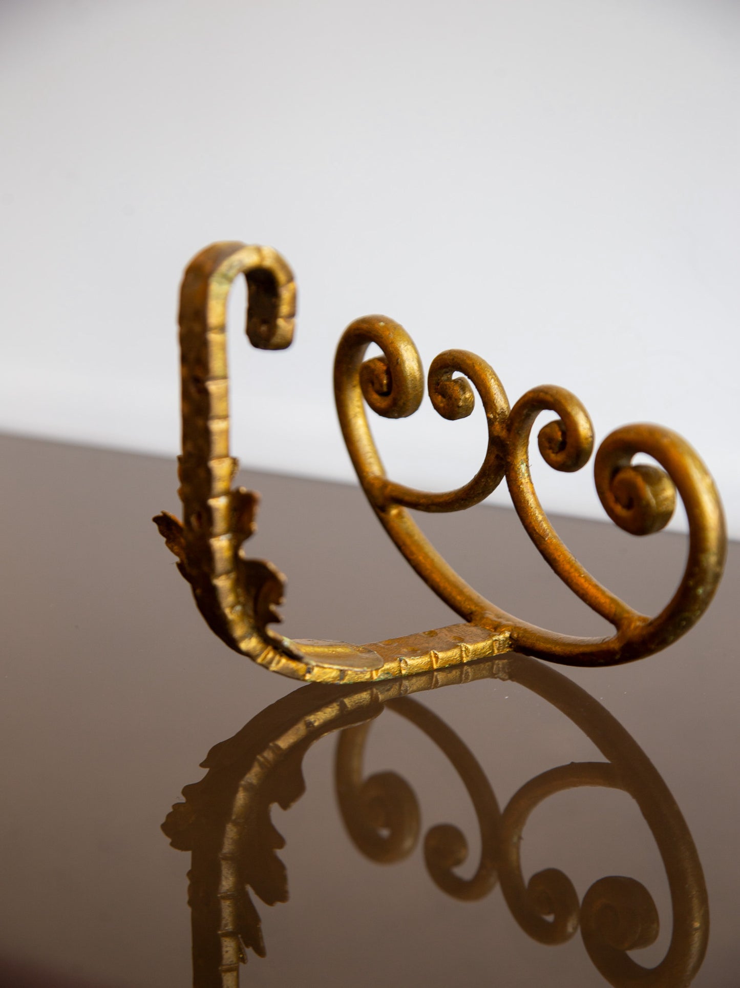 Pair of Gilded Wrought Iron Wall Hooks