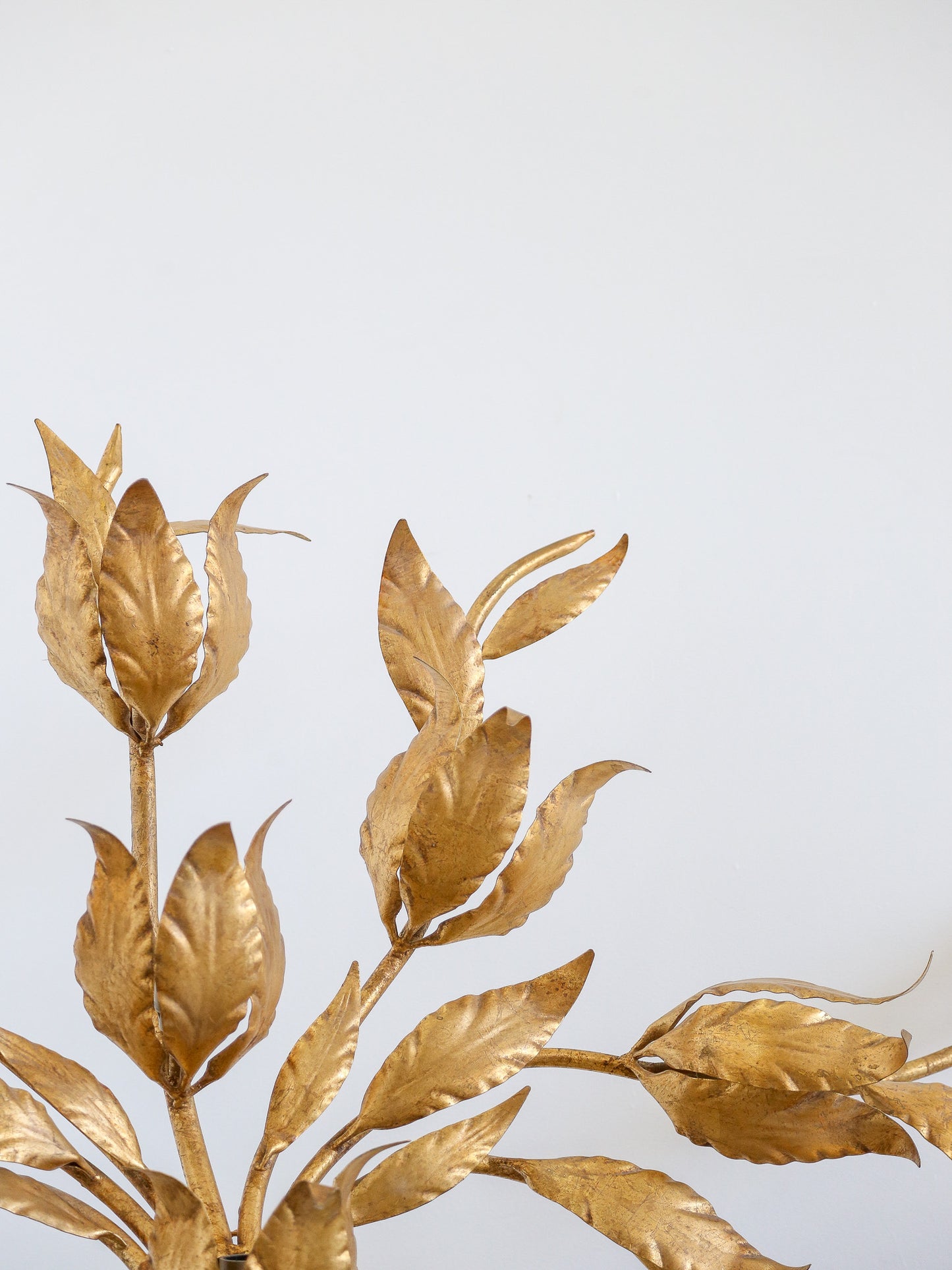 Art Deco Brass & Gold Leaf Wall Light with Nine Lights