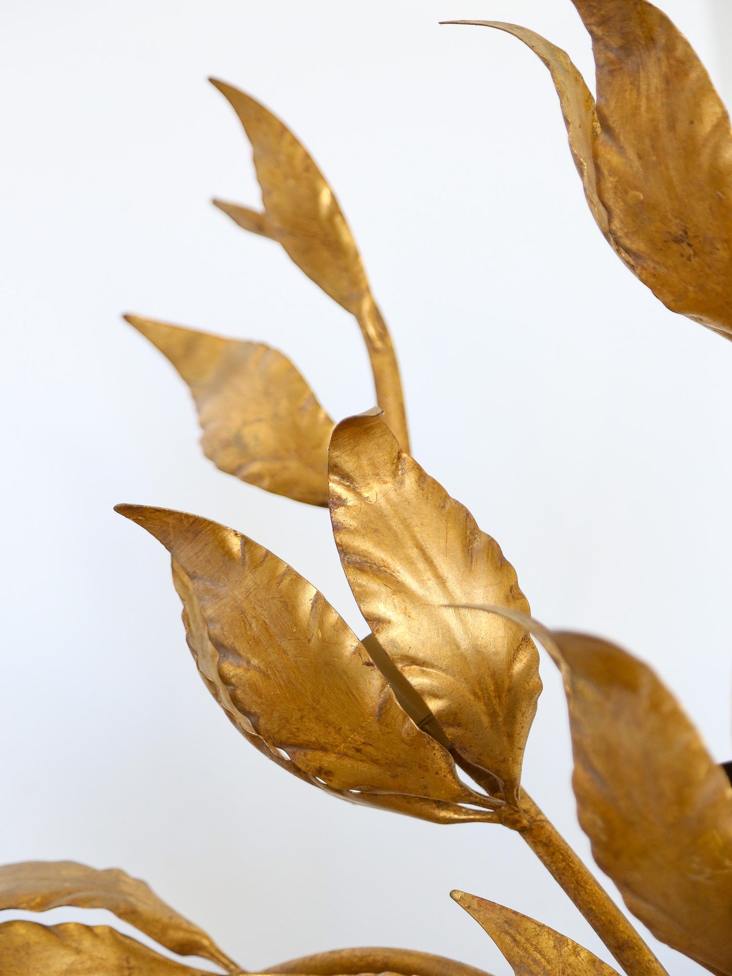 Art Deco Brass & Gold Leaf Wall Light with Nine Lights