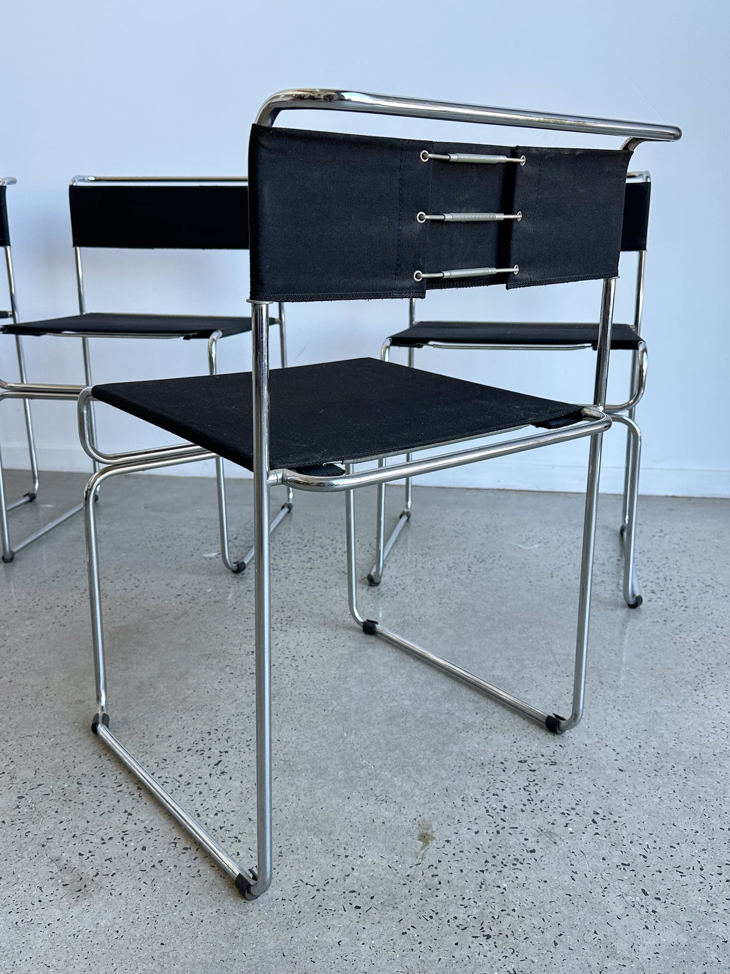 Backrest detail of “Libellula” chair with spring attachment, Italian design by Giovanni Carini for Planula