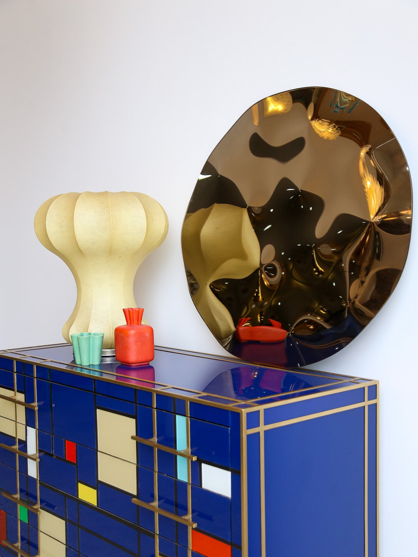 Contemporary Phantasia Single Plate Mirror Curved Bronze Glass by Esa Design