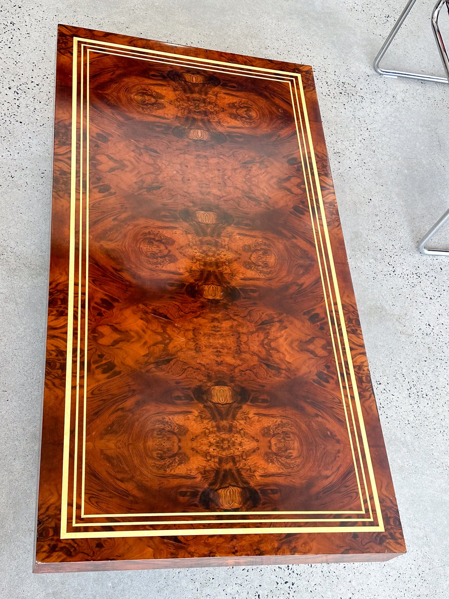 Mid Century Modern Aldo Tura Burlwood Flooting Platform Coffee Table, 1950