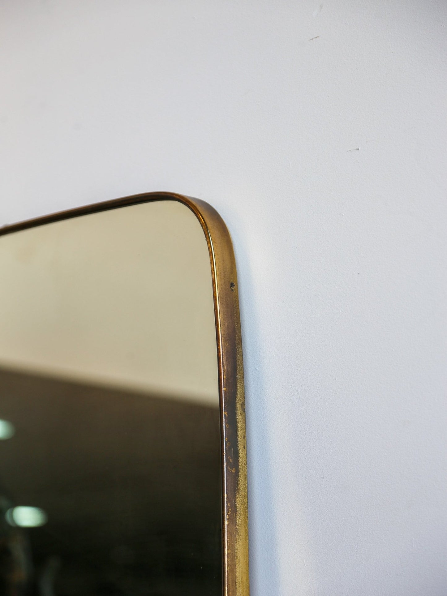 Italian Mid - Century Modern Wall Mirror with Brass Frame, 1970s - Lumini Collections