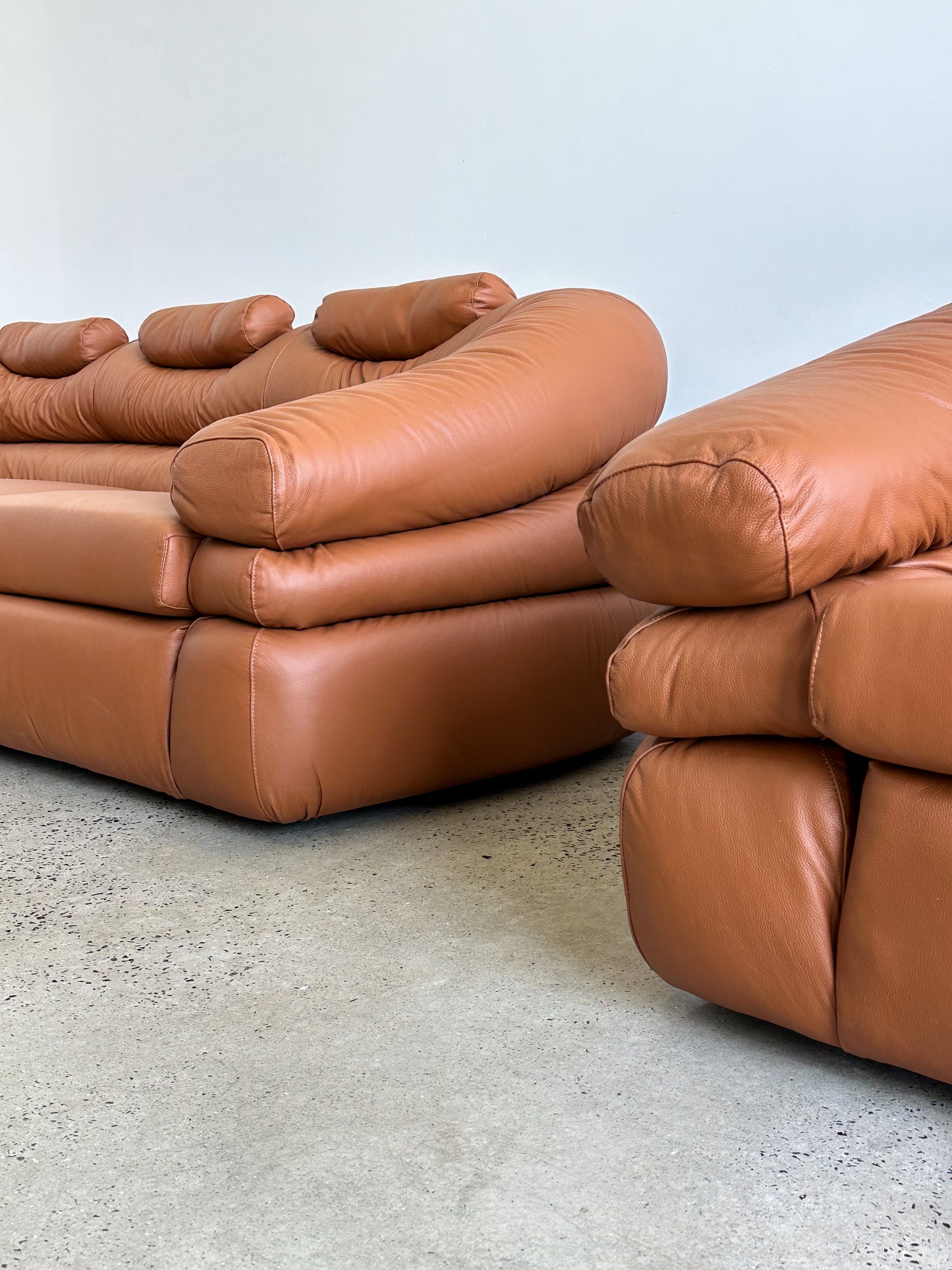 " Straccio " by De Pass, D'Urbino, Lomazzi for Zanotta Three Seater Sofa Cognac Leather 1970