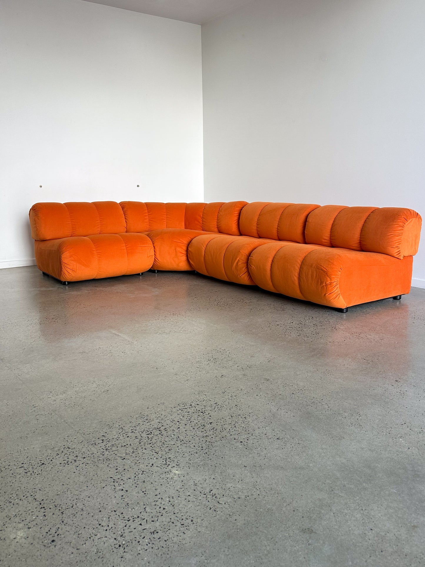Giuseppe Munari for Poltronova Set of Four Modular Orange Sofa 1970s