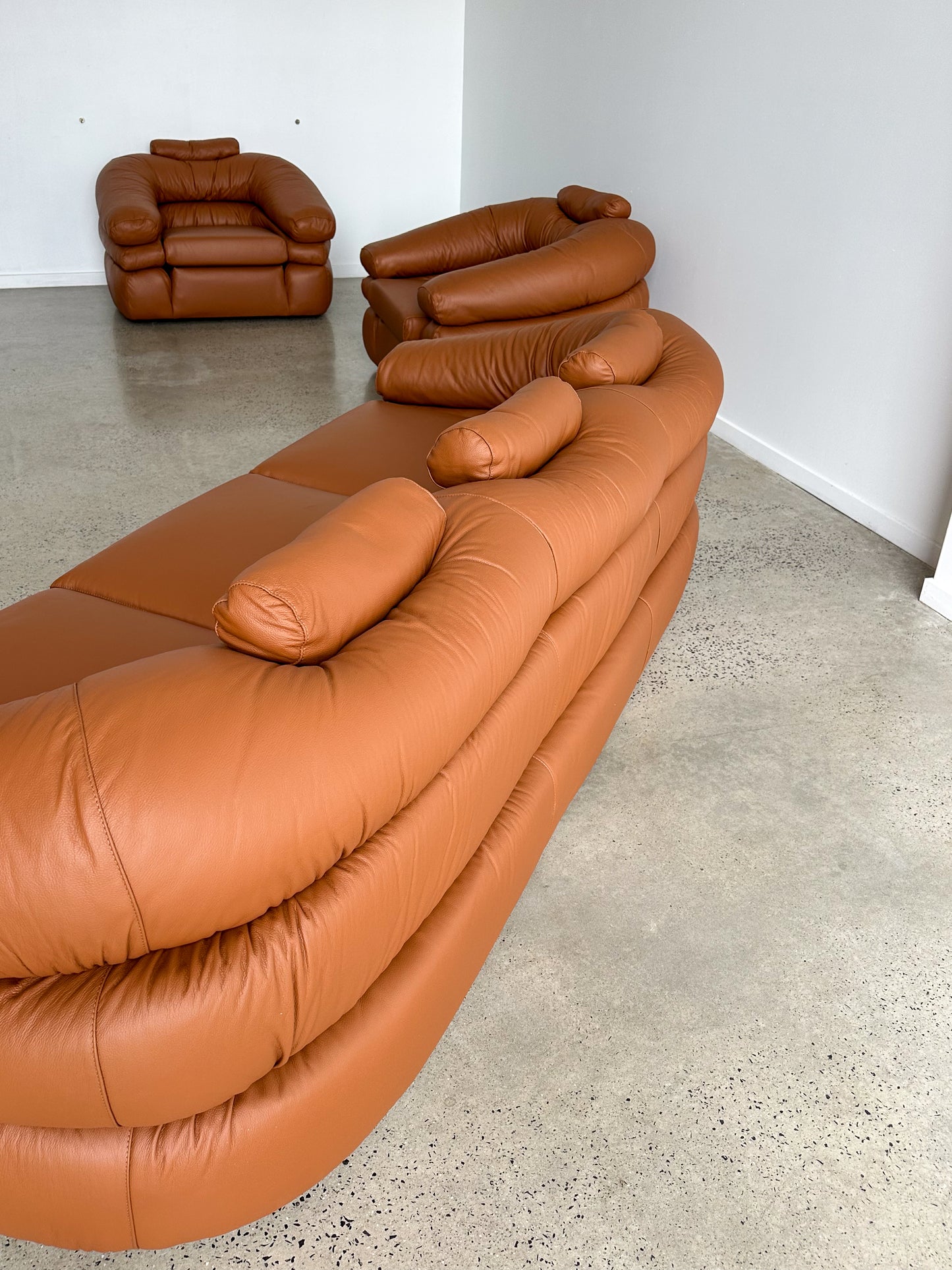 " Straccio " by De Pass, D'Urbino, Lomazzi for Zanotta Three Seater Sofa Cognac Leather 1970