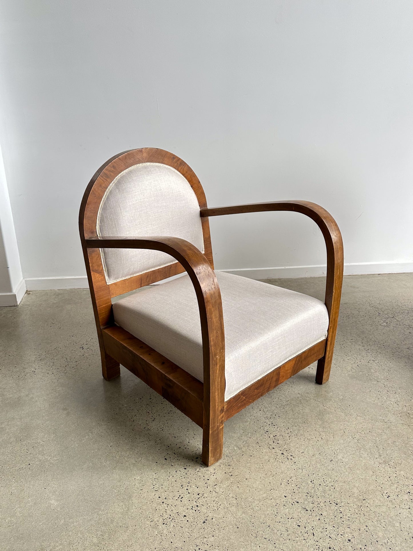 Art Deco Set of Two in Fabric and Wood Armchairs