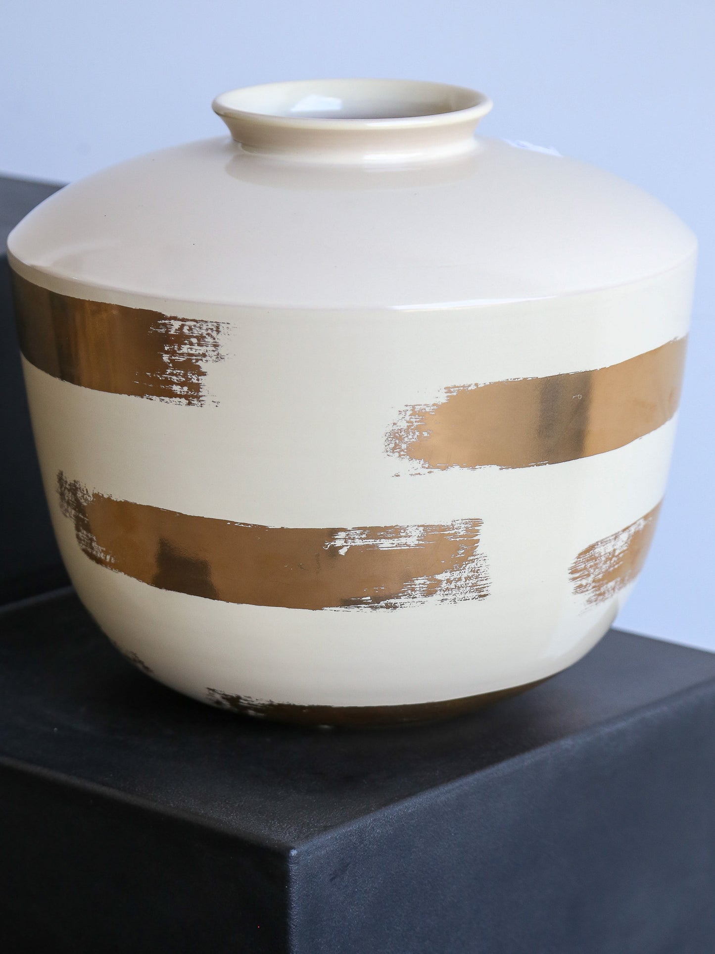 Kenzo Takada for Rometti Large Ceramic Vase with Gold Art Work