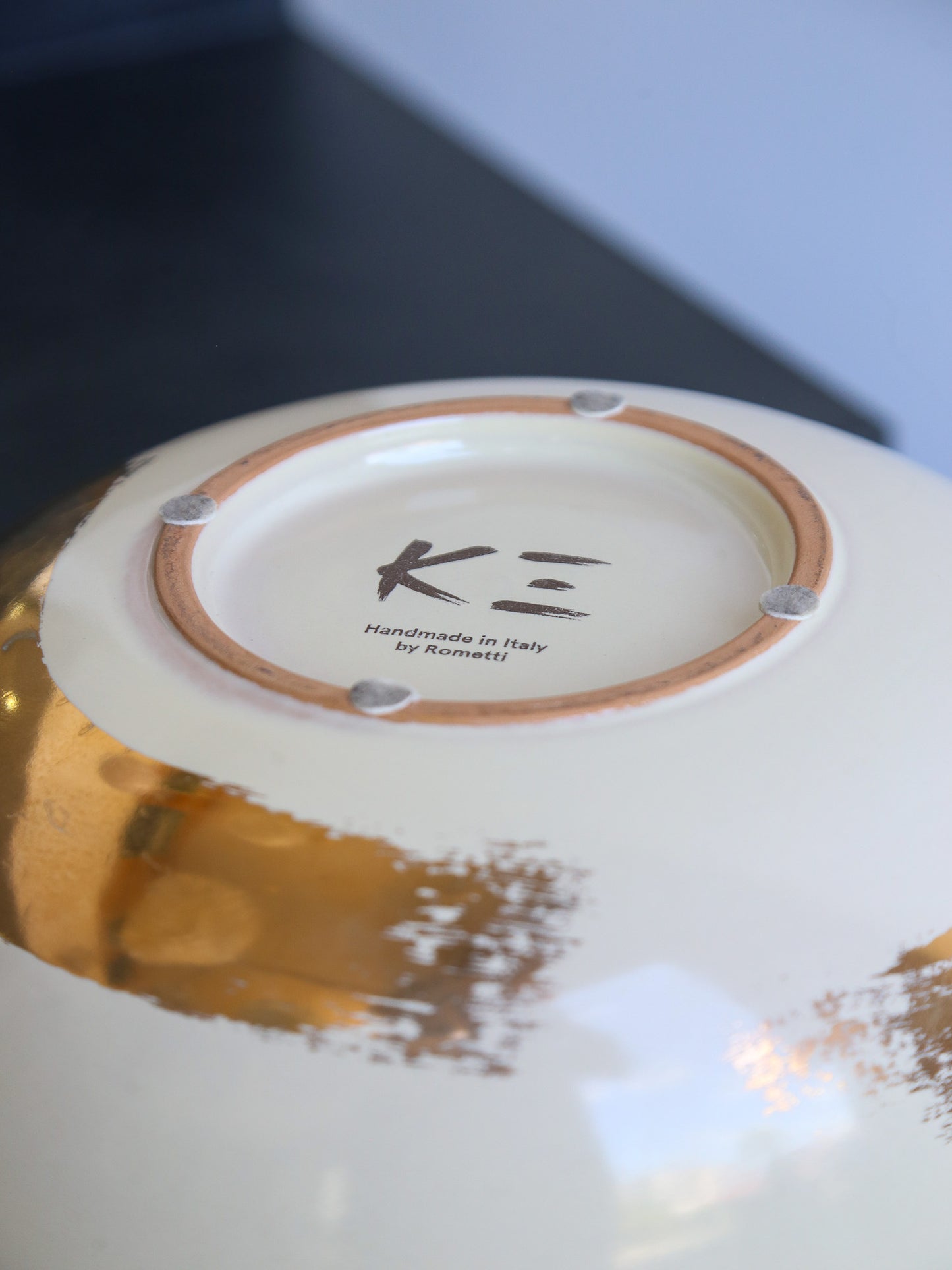 Kenzo Takada for Rometti Large Ceramic Vase with Gold Art Work