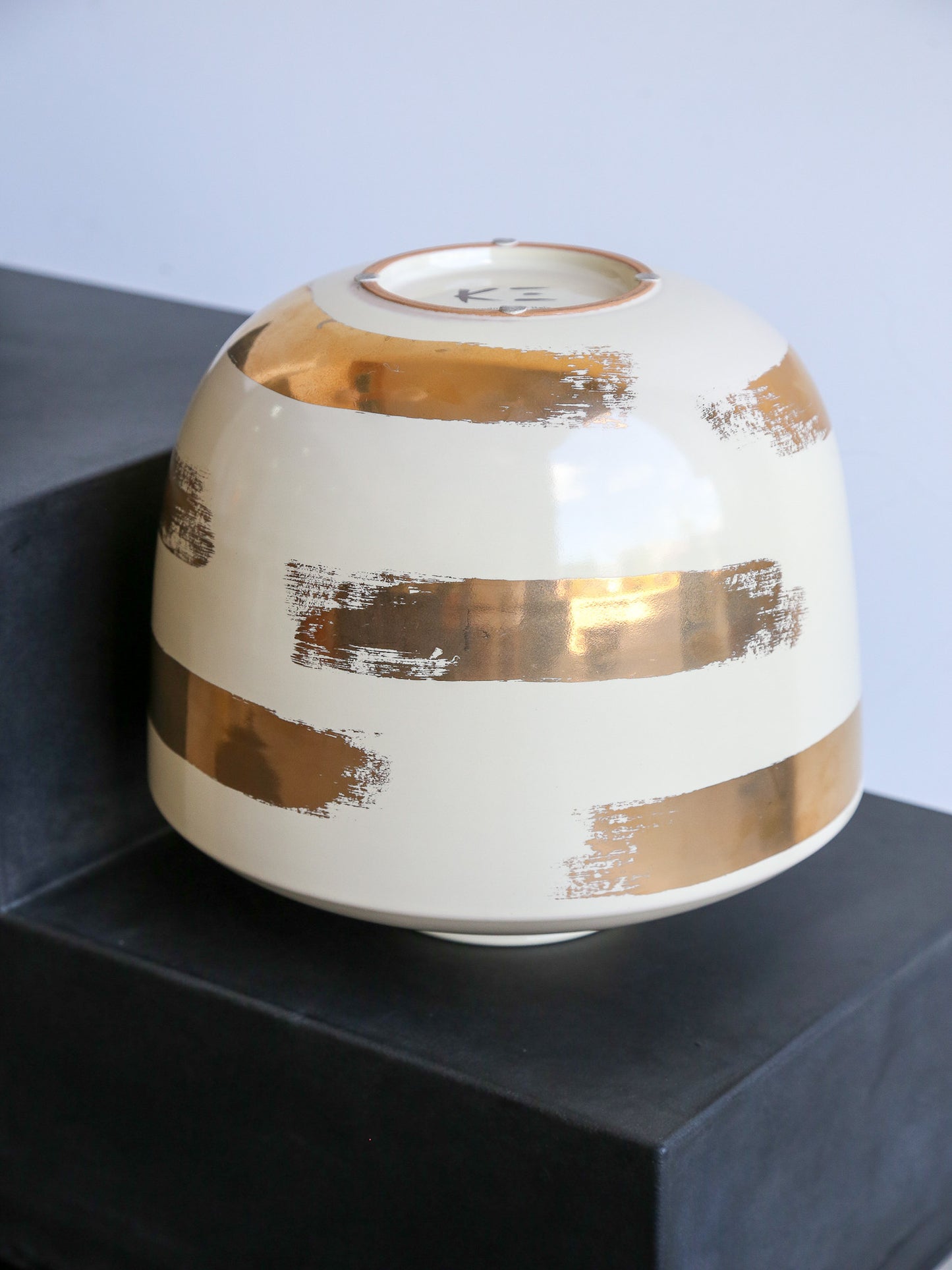 Kenzo Takada for Rometti Large Ceramic Vase with Gold Art Work