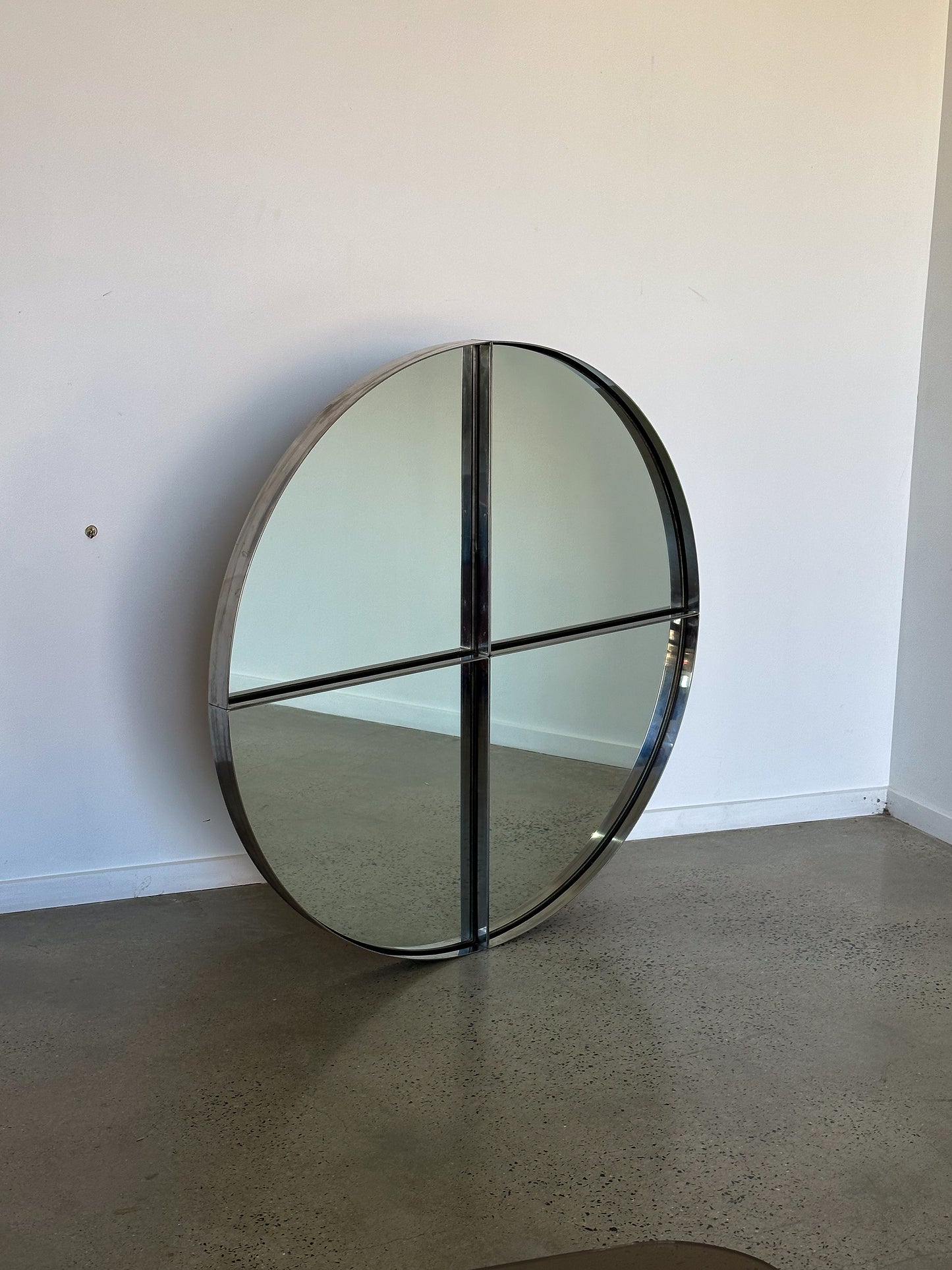 Vittorio Introini for Saporiti Italia Large Steel Wall Mirrors 1970s