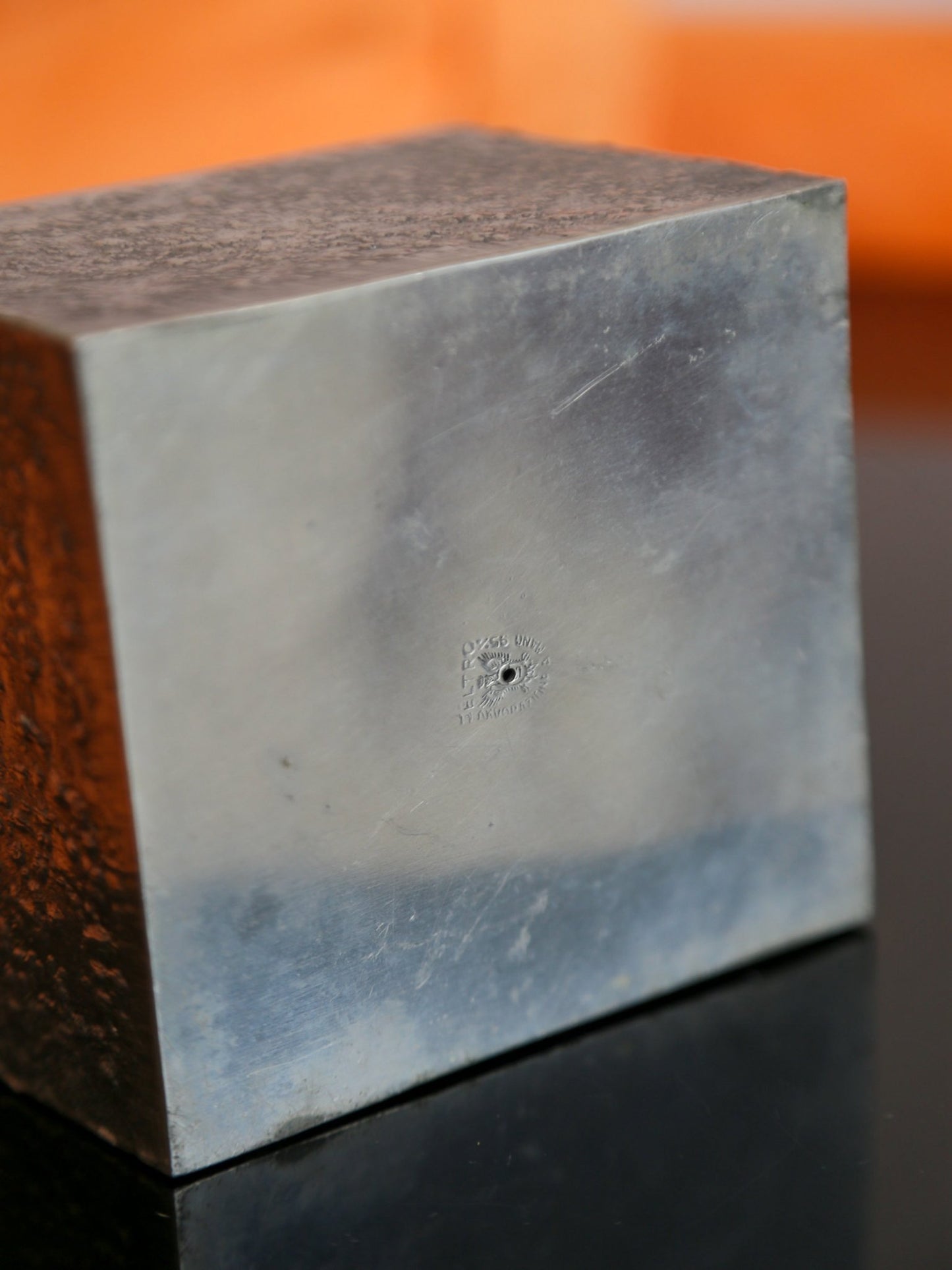 Italian vintage brutalist square ashtray in textured metal by Eltro, 1970s - Lumini Collections