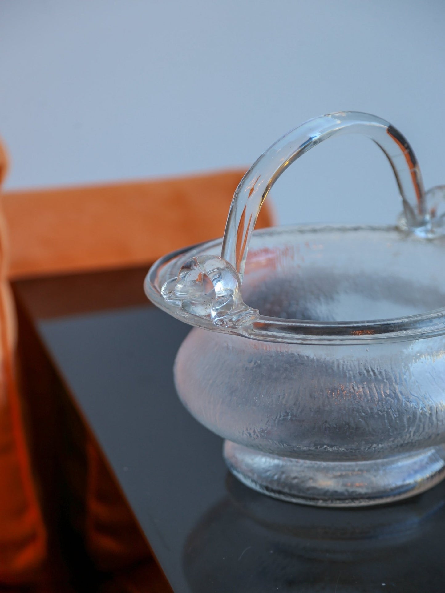 1970s Murano Glass Gasket with Sculptural Handle in Clear textured Finish - Lumini Collections