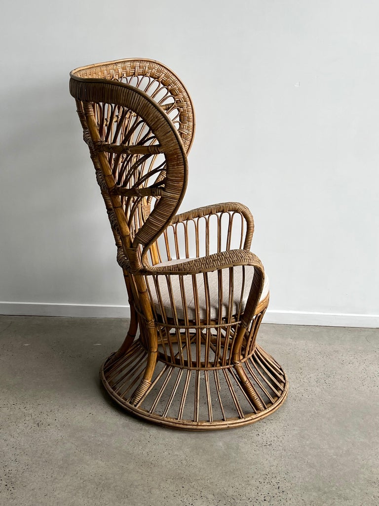 Gio Ponti and Carminati Bamboo Italian Peacock Chair for Vittorio Bonacina 1950s