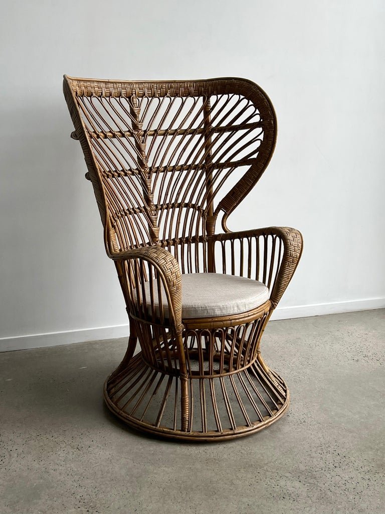 Gio Ponti and Carminati Bamboo Italian Peacock Chair for Vittorio Bonacina 1950s - Lumini Collections