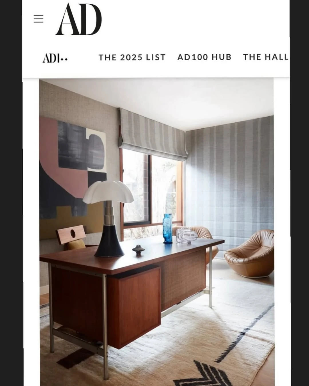 AD magazine cover with a piece from lumini collections