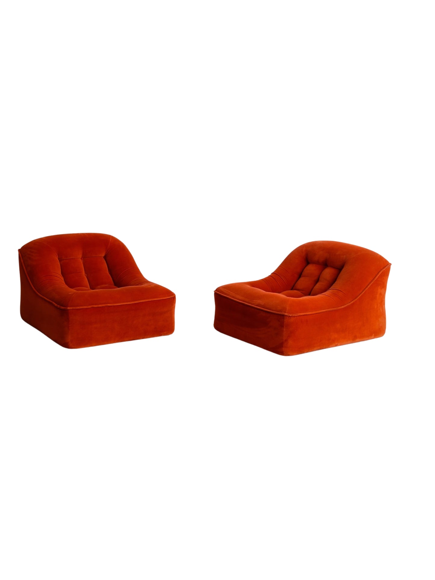 Italian Modular Sofa Model Lando Set of Two in Red Velvet & Abs Plastic