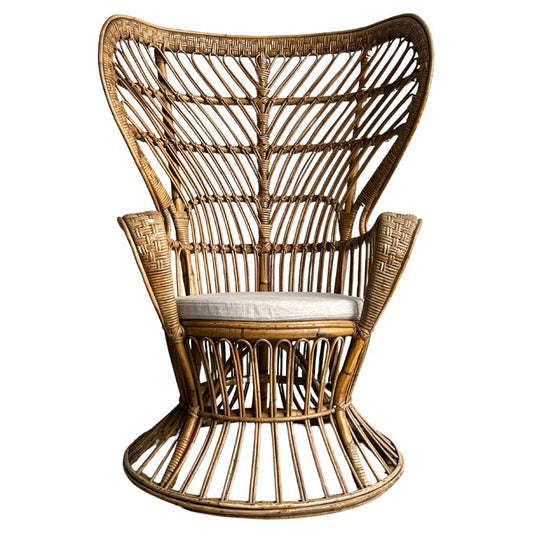 Gio Ponti and Carminati Bamboo Italian Peacock Chair for Vittorio Bonacina 1950s