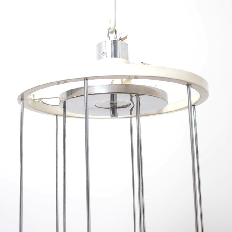 Italian Chrome Trumpet Chandelier by Angelo Brotto for Esperia - Lumini Collections