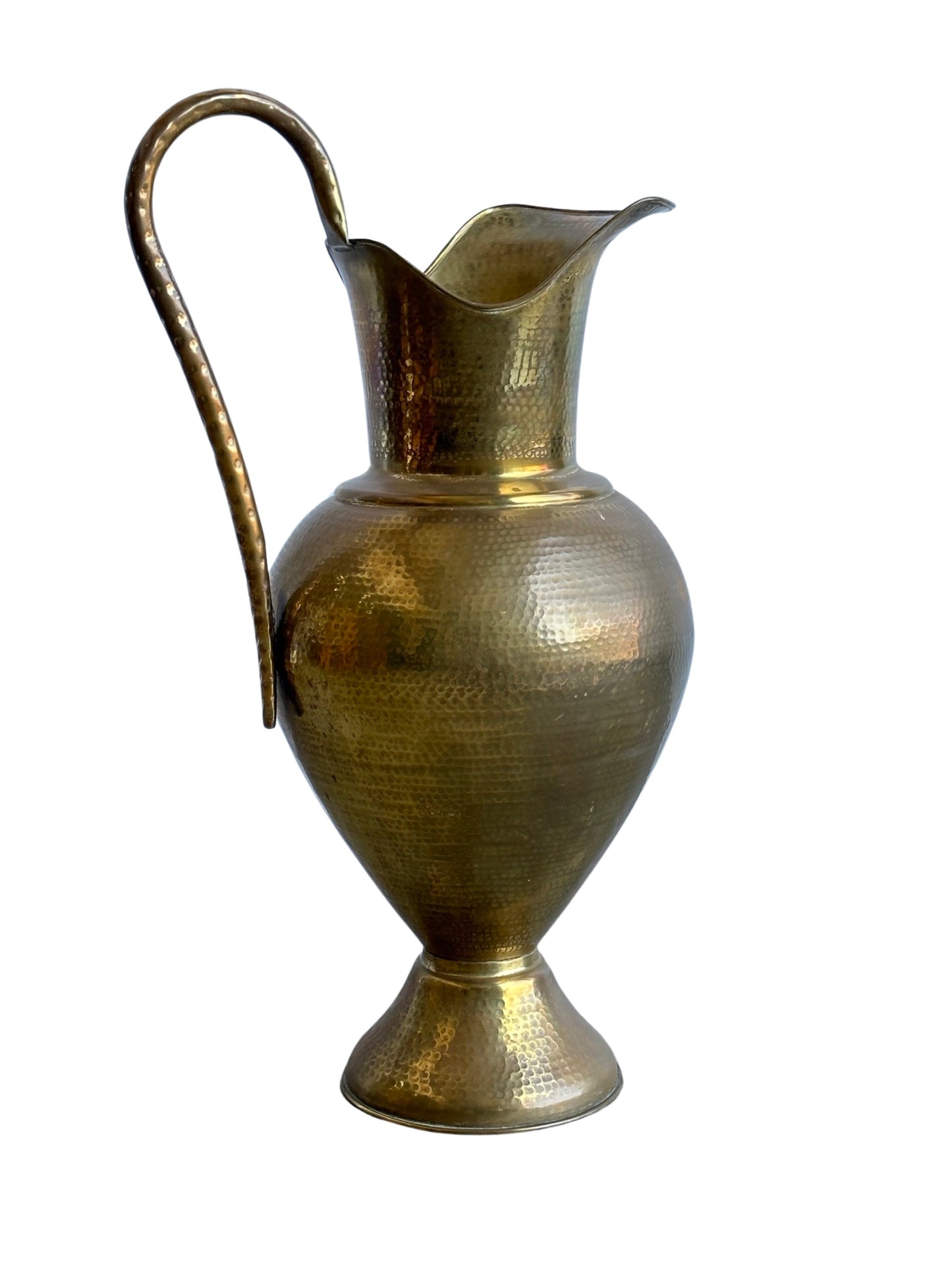 Italian Art Deco Large Hand Hammered Brass Vase, 1940