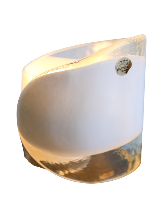 La Murrina Vetreria mid-century modern table lamp with a white Murano glass shade