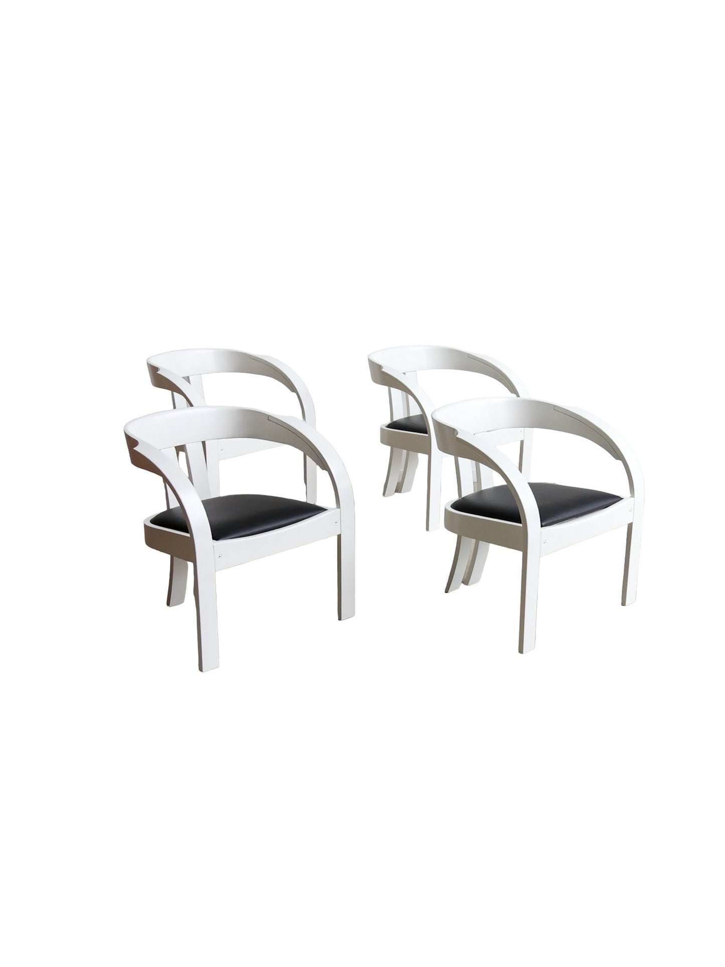 Elisa by Giovanni Battista Bassi for Poltronova Black and White Dining Chairs Set of Four