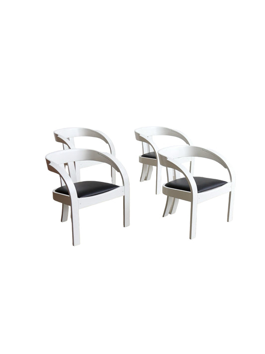 Set of nine Italian mid-century “Elisa” chairs by Giovanni Battista Bassi for Poltronova, black and white, 1960s