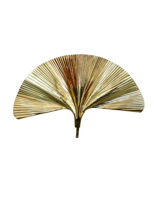 contemporary italian brass ginkgo leaf wall lamp, sculptural lighting