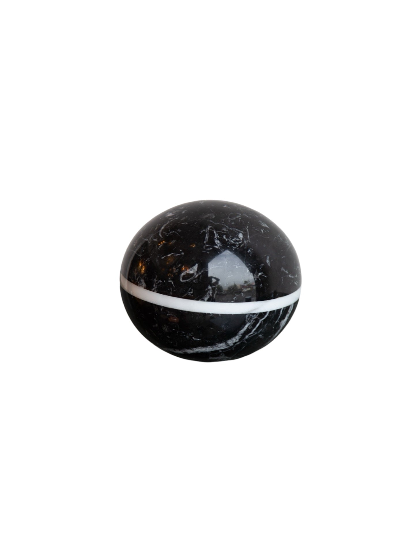 Black Marquina and White Carrara Marble Sphere