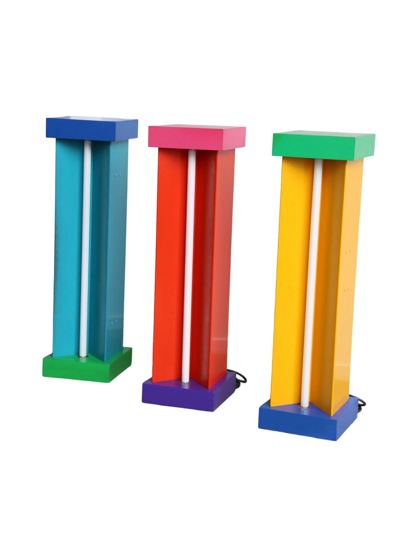 Ettore Sottsass custom floor lamp pedestals for Brionvega shop, Milan