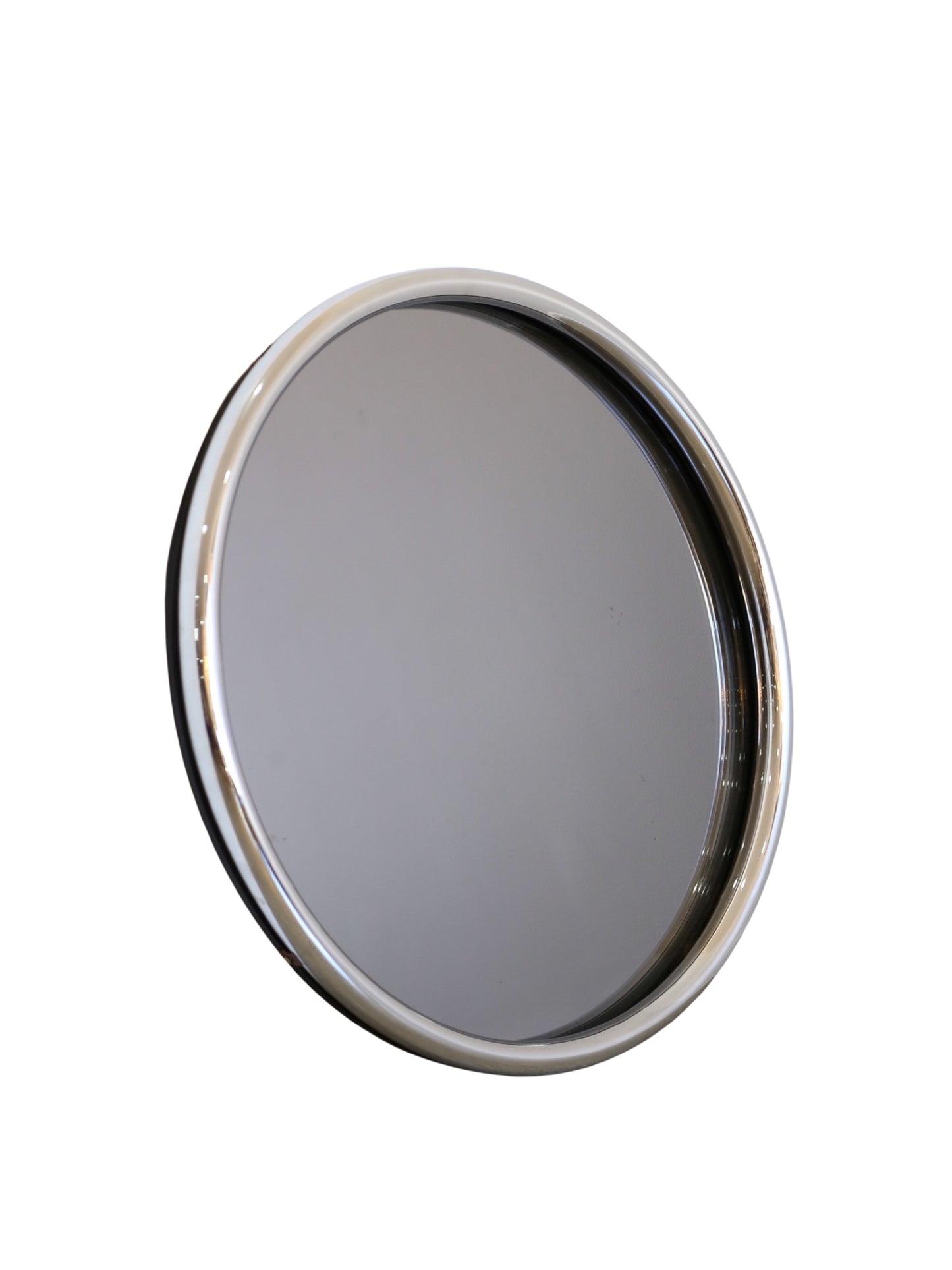Mid Century Modern Chrome Frame Round Wall Mirror