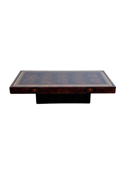 Mid Century Modern Aldo Tura Burlwood Floting Platform Coffee Table, 1950