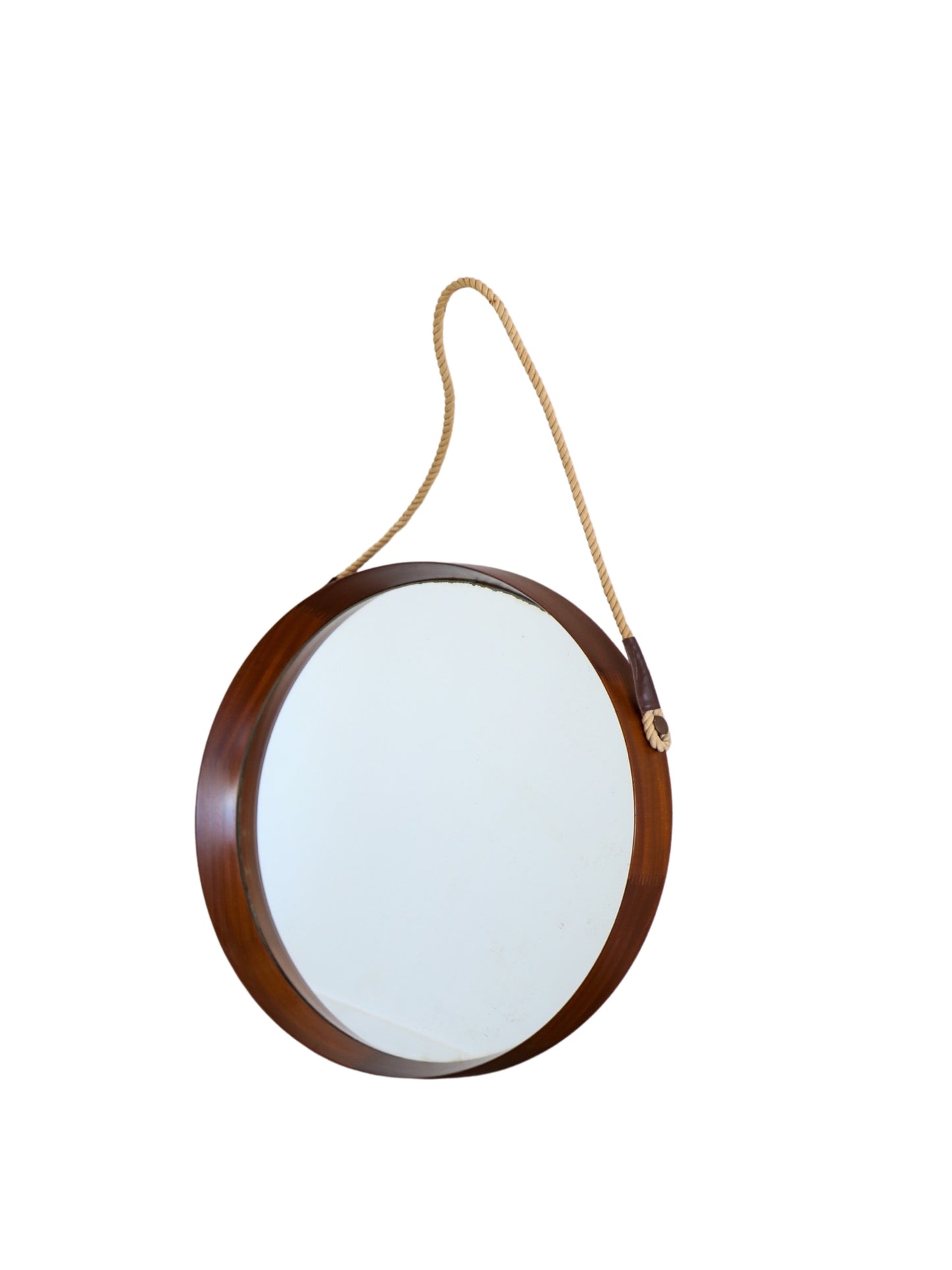 Round Wall Mirror with Teakwood Frame 1960s