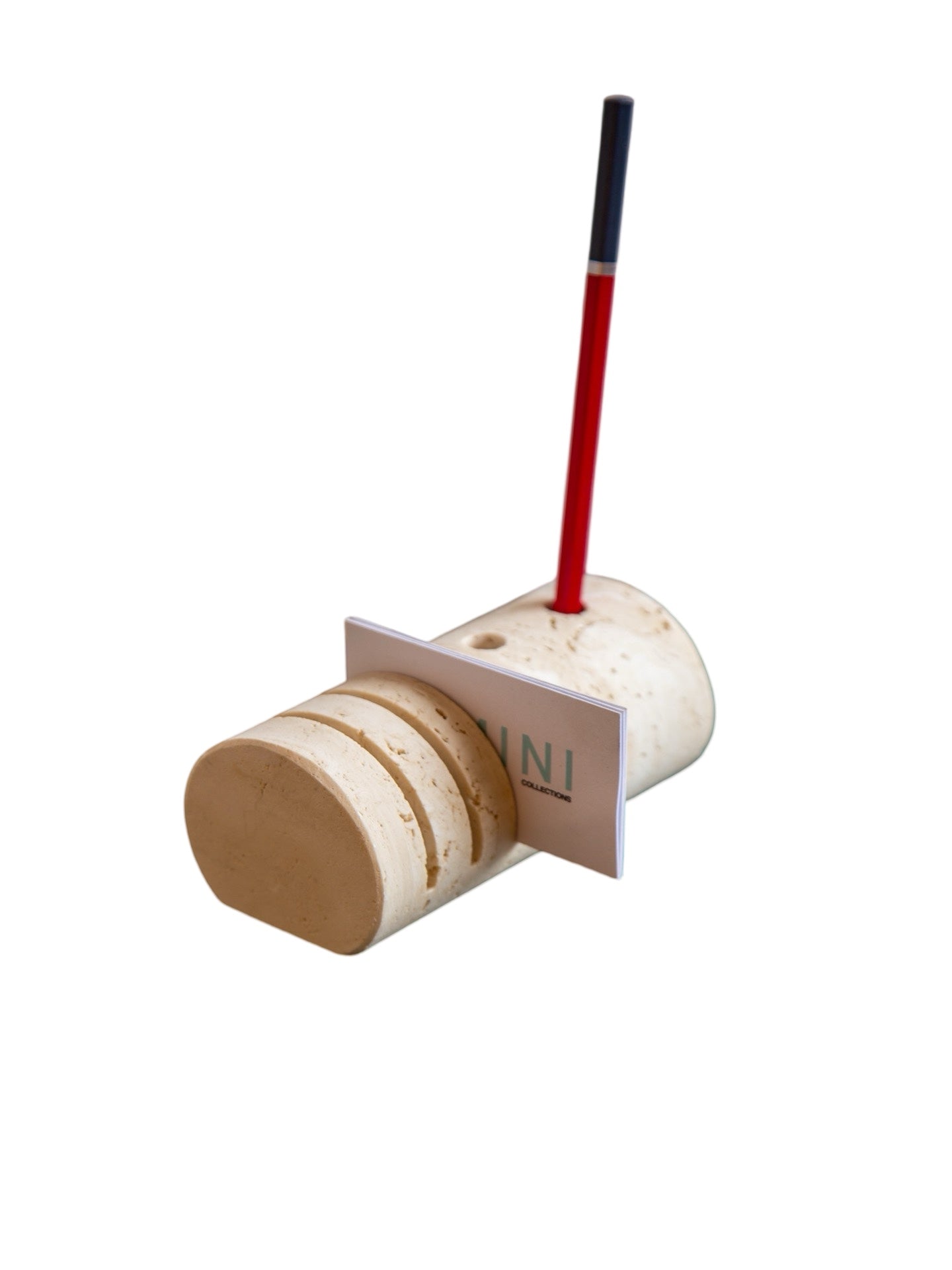Italian Travertine Pen and Card Holder