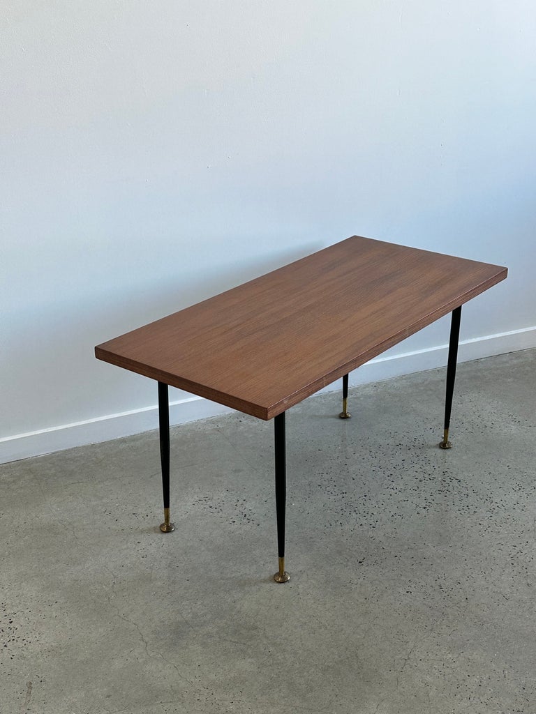 Italian 1950s Brass & Teak Timber Coffee or Side Table - Lumini Collections