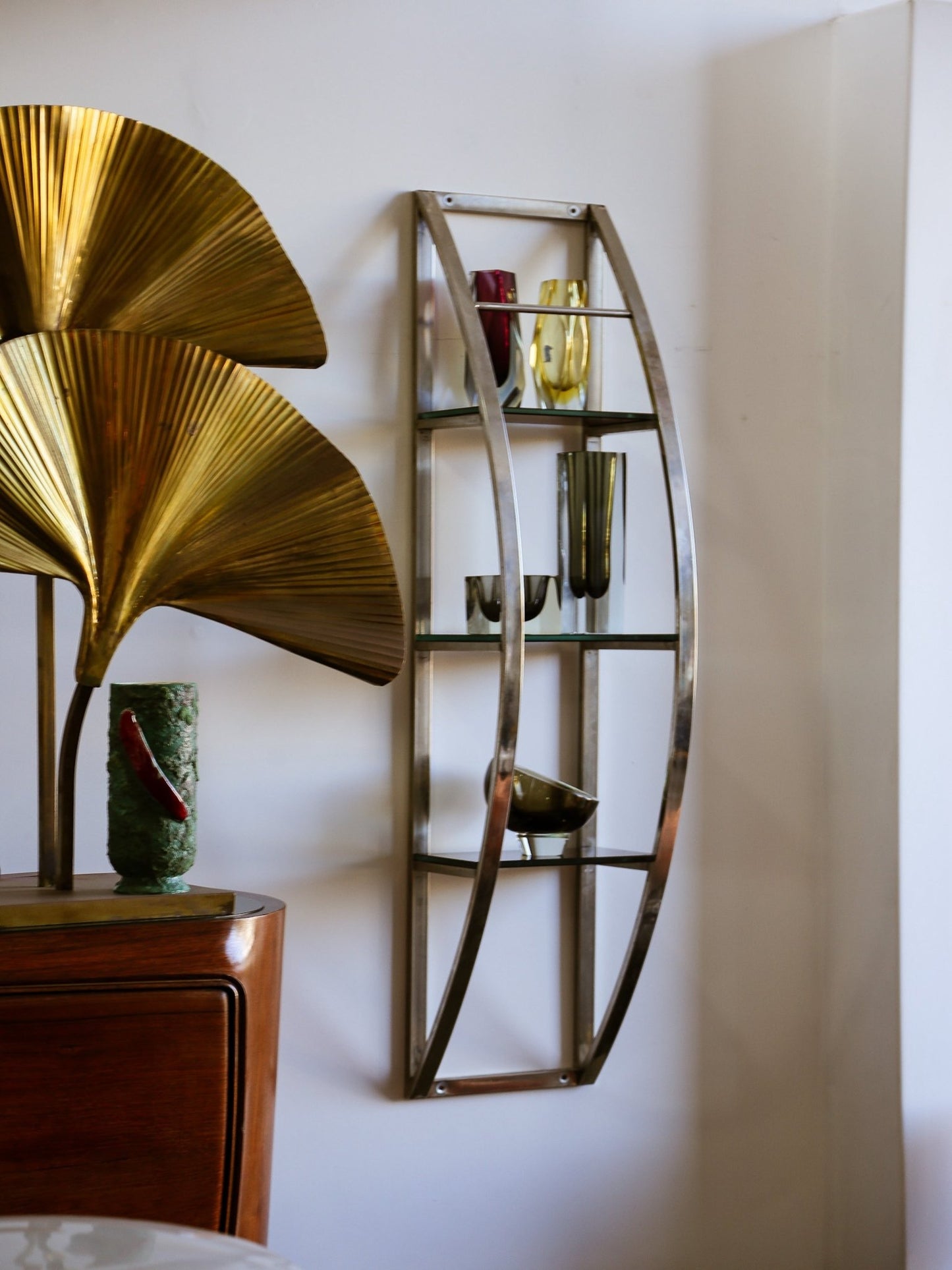 Chrome and Glass Shelf by Giuseppe Raimondi - Lumini Collections