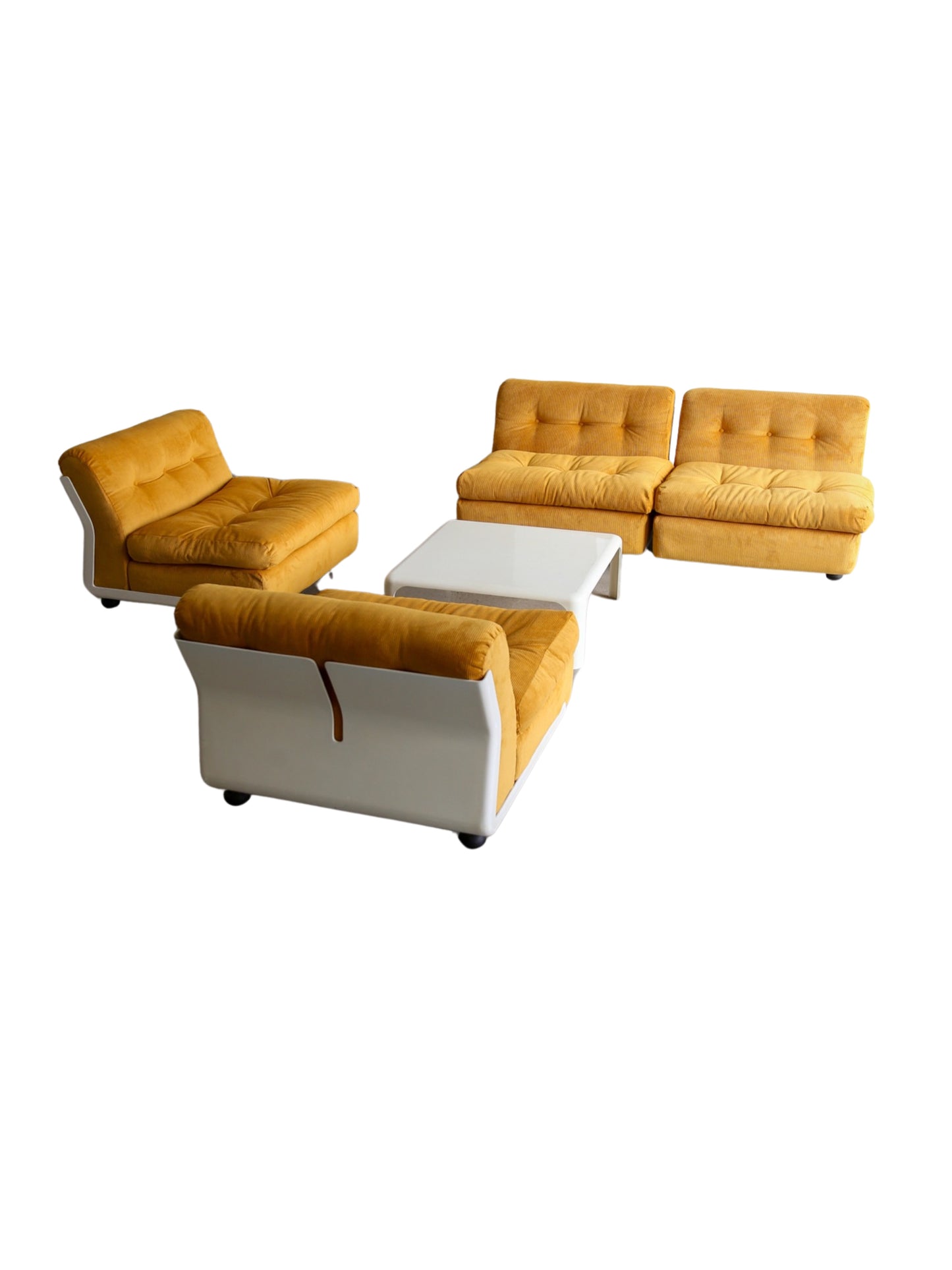 Amanta Modular Sofa in Yellow Velvet & White Frame By Mario Bellini for B&B Italia