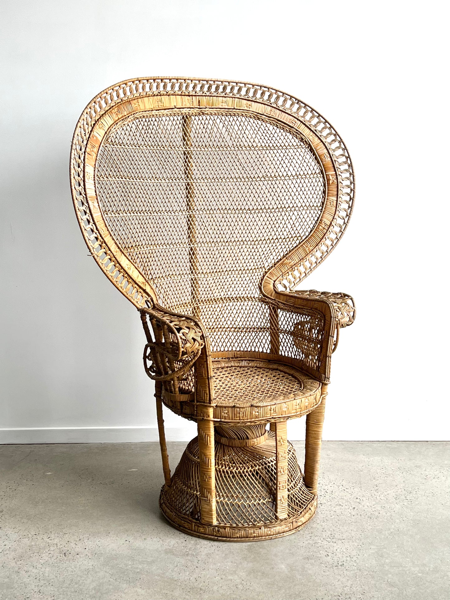 French Emanulle Armchair in Rattan and Wicker, 1970s