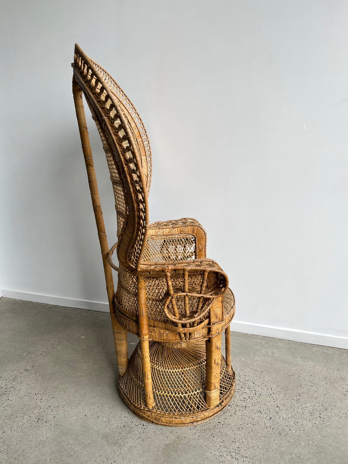 French Emanulle Armchair in Rattan and Wicker, 1970s