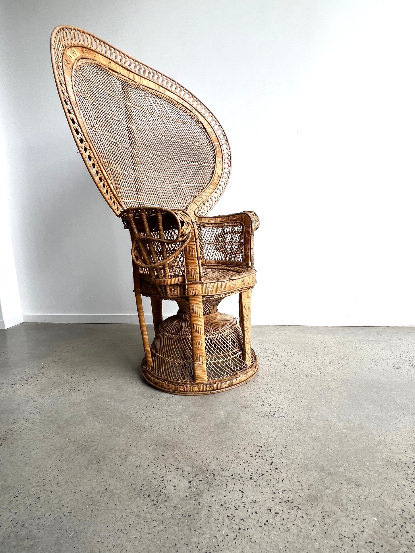 French Emanulle Armchair in Rattan and Wicker, 1970s