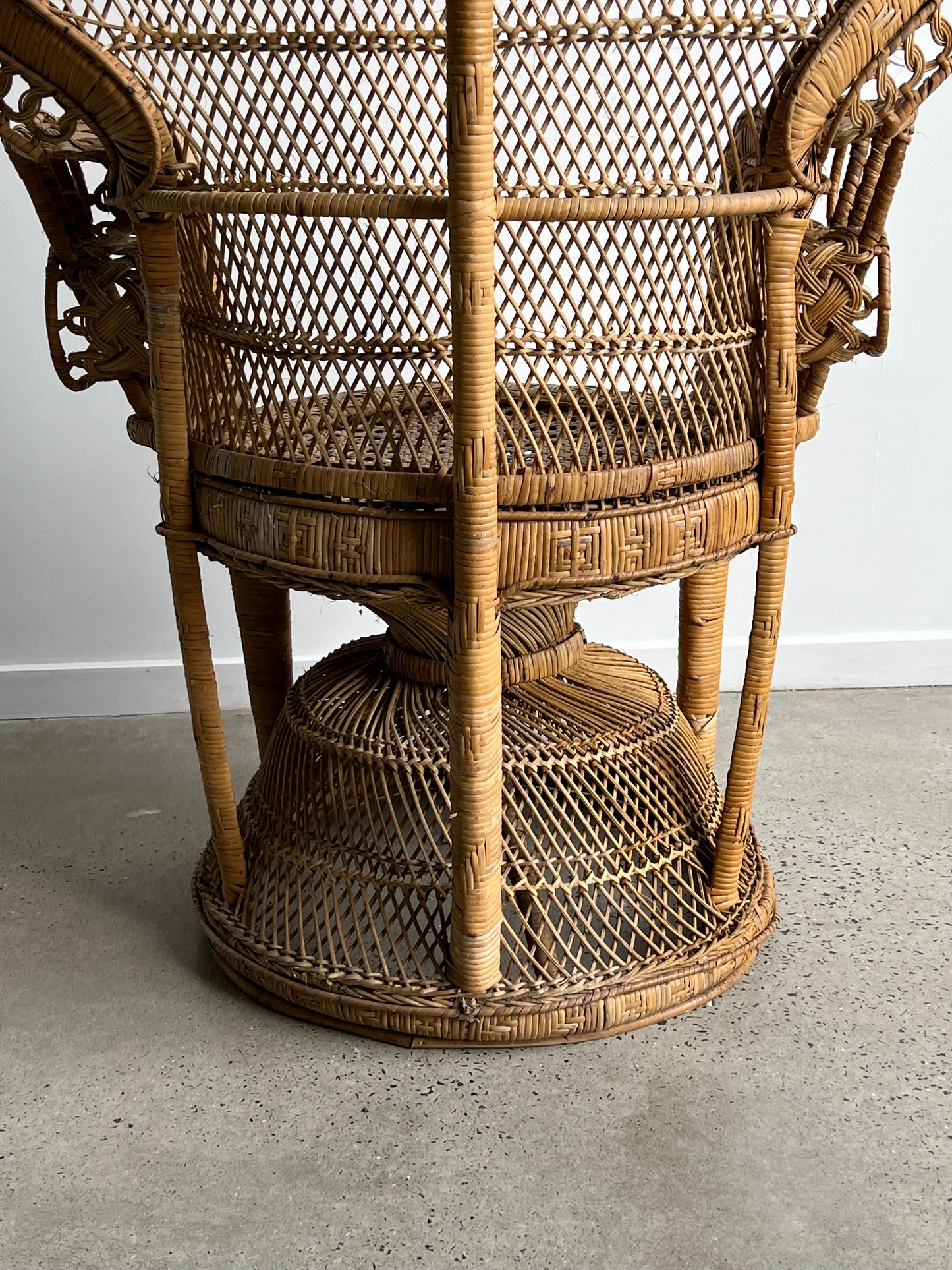 French Emanulle Armchair in Rattan and Wicker, 1970s